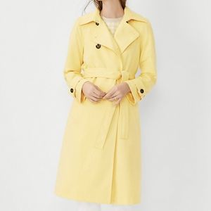 Ann Taylor Pleated Trench Coat- Yellow